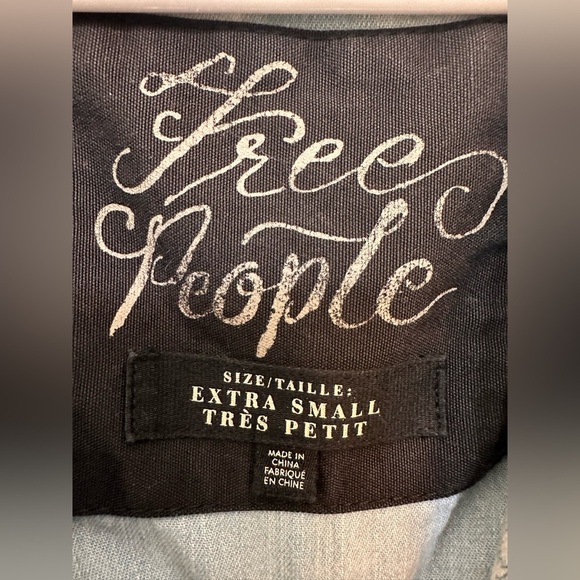 Free People Bleached Chambray Hooded Parka Jacket Oversized Denim Coat - Picture 9 of 11